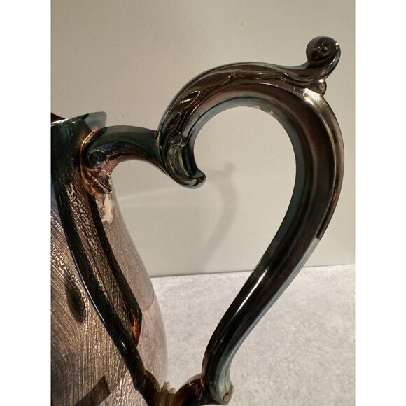 Vintage Oneida Silverplate Ice Water Pitcher with Ice Lip – Ornate Feet – Classi - Picture 3 of 8